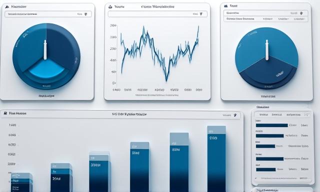 A dashboard layout showing neutral tones with strategic cyan highlights for key metrics